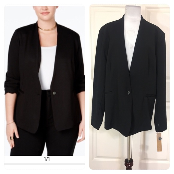 RACHEL Rachel Roy Womens Plus Size Ponte Blazer